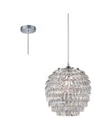 Trio Petty chromen hanglamp met een ronde kap van 35 cm in diameter bestaande uit acryl kristallen