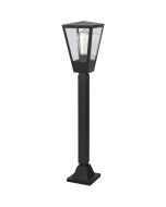 Brilliant Westcliff antraciet grijze paallamp van 80 cm hoog met rechthoekige lantaarn met helder glazen ruitjes