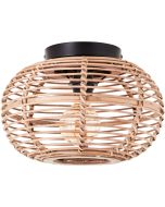 Brilliant Woodball 99886/06 plafondlamp met zwarte plafondplaat en bolvormige kap van bamboe spijlen