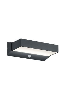 Trio Cuando 226669242 antracietgrijze platte wandlamp voor buiten met bewegingsmelder en twee ledpanelen voor up en down light