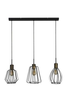 Searchlight Melbourne 24053-3BK zwart met messing hanglamp