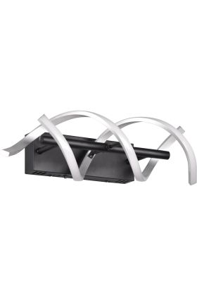 Trio Sequence 241810205 zwarte grote wandlamp met gedraaide staalkleurige LED stroken