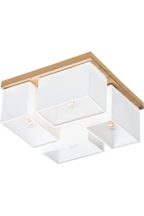Britop Paloma 2452474 witte plafondlamp met eikenhout
