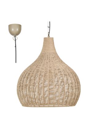 Trio Janne 366700136 jute bolvormige hanglamp van 54cm met rotan look
