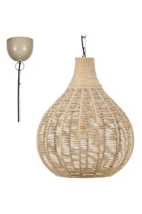 Trio Janne 366790136 jute bolvormige hanglamp van 35,5cm met rotan look