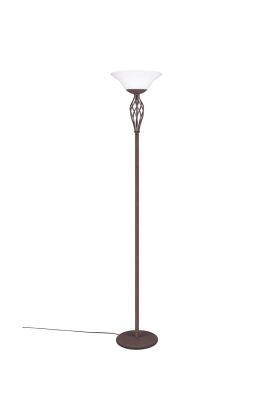 Uplighter Rustica 401000224 klassieke roestbruine uplighter met witte glazen schaal