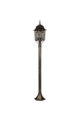 Trio Volturno 405960128 klassiek zwart gouden paallamp met vier ruitjes
