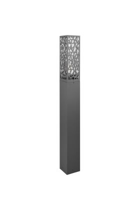Trio Cooper 407360142 antraciet grijze vierkanten paallamp van 100cm met vier rechthoekige ruitjes met metalen motief ervoor