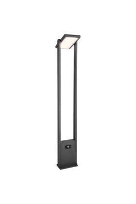 Trio Malawi 453769142 antracietgrijze paallamp met kantelbare LED paneel met solar aan de achterzijde en aan de voet een bewegingsmelder en knop voor het instellen van de lichtkleur
