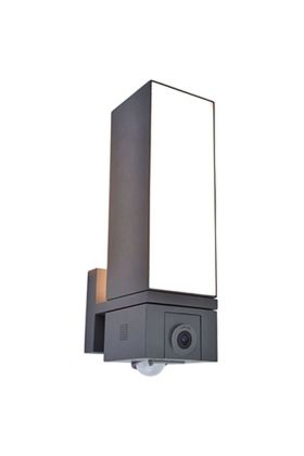 Lutec Cuba 5193812118 antraciet grijze buitenlamp met camera