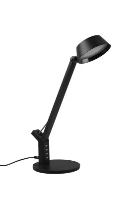 Trio Ava 523090132 zwarte bureaulamp met ronde kop en CCT, USB-A en USB-C poort