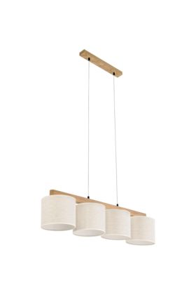 Britop Boho 529110404 eikenhouten hanglamp met linnen kappen