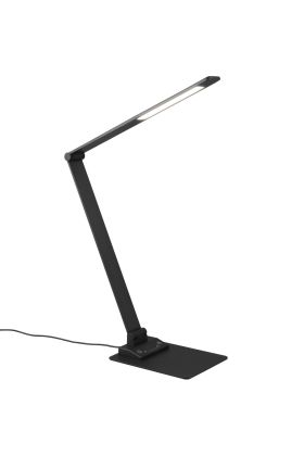 Trio Travis 545310132 scharnierende zwarte bureaulamp met LED paneeltje in de kop