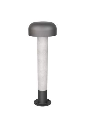 Trio Fraser 562560178 antraciet sokkellamp met paal met beton imitatie print en halfronde metalen kap