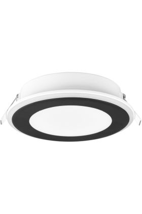 Trio Aura 652410132 zijaanzicht mat zwarte inbouwspot met LED paneeltje en LED rand