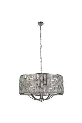 Searchlight Bijou 6588-8CC hanglamp van 64cm in diameter met chromen raamwerk met rechthoekige kristallen