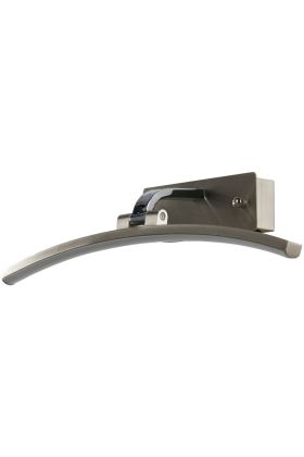 Searchlight Santorini zilverkleurige schilderijlamp met gebogen LED balk van 40cm en schakelaar