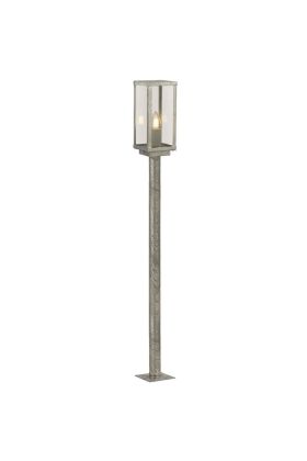 Searchlight Box gegalvaniseerd stalen paallamp van 90cm hoog met rechthoekige kap met vier rechthoekige glazen ruitjes