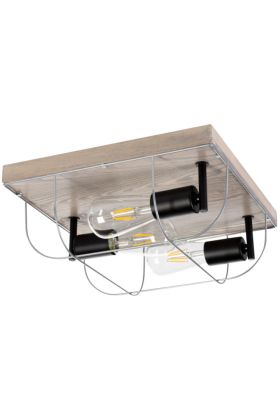 Britop Netuno 92073357 zwart met zilver plafondlamp met grijs grenen
