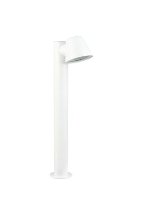 Trio Beni witte sokkellamp van 50 cm hoog voor buiten met klein rond naar beneden gericht spotje met een GU10 lampje