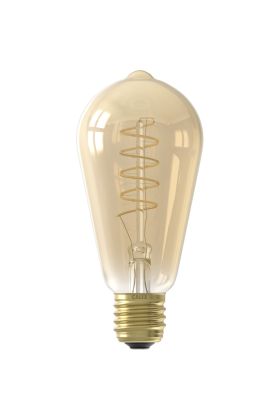 1001002000 8712879156758 Calex Rustiek ST64 Goud Flex Filament 220-240V 5.5W 470lm 2100K E27 Dimbaar met LED dimmer uit