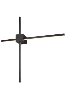 Brandende Trio Cassino witte wandlamp met een doorsnede van 67,5 cm bestaande uit een vierkant wandblokje met een 360 graden draaibare stang naar elke zijde met een LED strip