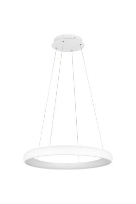 Trio Cardona 349617531 witte ringvormige hanglamp van 75cm in diameter aan drie staalkabels en LED band een de binnenzijde