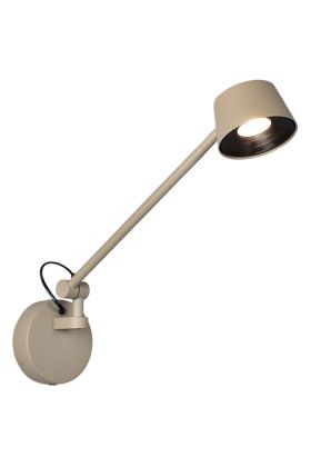Freelight Cugino olijf groene wandspot met een scharnierende arm met een uitval van 55cm en spot met geintegreerde LED en touchdimmer
