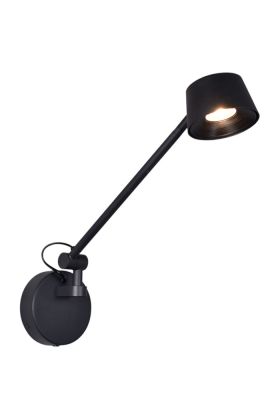 Freelight Cugino zwarte wandspot met een scharnierende arm met een uitval van 55cm en spot met geintegreerde LED en touchdimmer