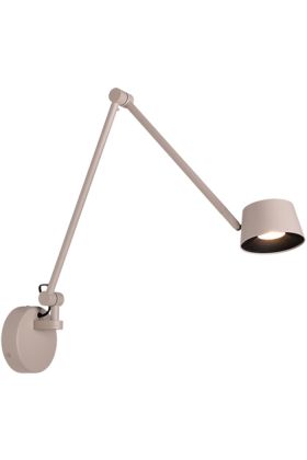 Freelight Cugino creme kleurige wandspot met een scharnierende arm met een uitval van 98cm en spot met geintegreerde LED en touchdimmer