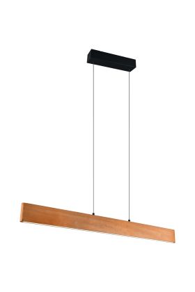 Trio Edgewood 359710130 hanglamp met zwarte plafondbalk met liftfunctie en houten balk met led naar beneden en boven