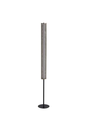 Searchlight Thread EU25153-1BK zwarte vloerlamp met LED buis met buisvormige kap van goudkleurig gaas eromheen