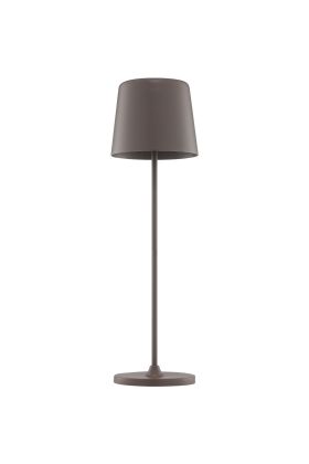 Brilliant Kaami koffiebruine tafellamp op batterijen voor buiten van 37cm hoog met geel metalen kapje