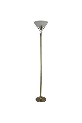 Searchlight Linea EU5222AB antiek bronzen uplighter met halve ronde mat glazen schaal voor een E27 peertje