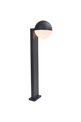 Lutec Looma antraciet grijze wandlamp voor buiten met een bolvormige kap van 15 cm in diameter met wit kunststof onderzijde