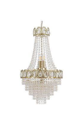 Searchlight Louis Phillipe 1611-6SB kristallen zakkroonluchter met goudkleurige details