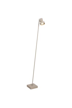 Freelight Lunata creme kleurige vloerlamp met vierkante voet en schakelaar op het spotje en een hoogte van 130cm, voorzien van een GU10 led lamp