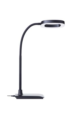 Brilliant Maskat zwarte bureaulamp van 43cm hoog met cirkelvormige kop met geintegreerde LED en flexibele arm