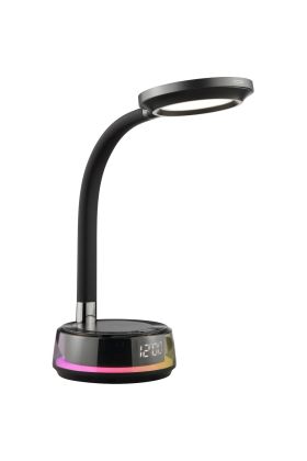 Brilliant Cyberglow witte bureaulamp van 31,5 cm hoog met langwerpige LED unit in de kop en RGB licht langs de arm en voet