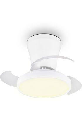 Reality Moss witte plafondventilator van 41 cm in diameter met uitgeklapte wieken en witte LED unit in het midden