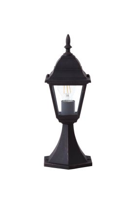 Brilliant Newport 44284/55 klassiek roestbruine sokkellamp met vier transparante ruitjes