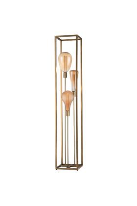 Freelight Palco brons goudkleurige vloerlamp van 160cm hoog met drie staande stangen met E27 fitting in een rechthoekig frame