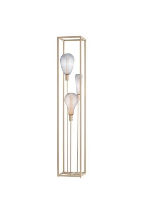 Freelight Palco creme kleurige vloerlamp van 160cm hoog met drie staande stangen met E27 fitting in een rechthoekig frame
