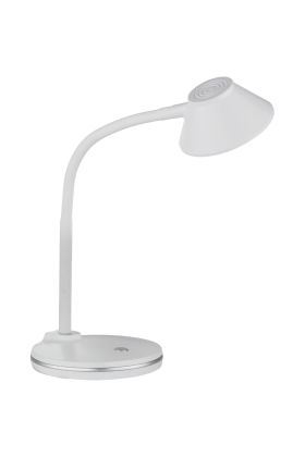 Trio Berry R52191101 witte bureaulamp met klein rond kopje en touch schakelaar op de voet