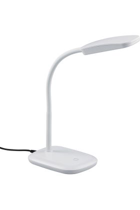 Trio Boa R52431101 witte bureaulamp van kunststof met flexibele hals
