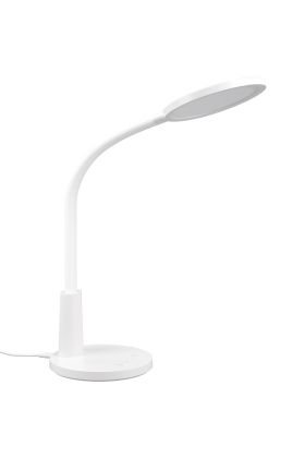 Trio Sally R52671101 witte bureaulamp van kunststof met ronde kop met led paneel aan een flexibele hals van kunststof