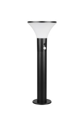 Trio Gorda R54676132 zwarte sokkellamp met zonnepaneel, bewegingsmelder en schakelaar