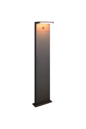 Trio Ravi antraciet grijze paallamp met bewegingsmelder van 100 cm hoog geschikt voor kustgebieden met een LED paneel naar beneden gericht