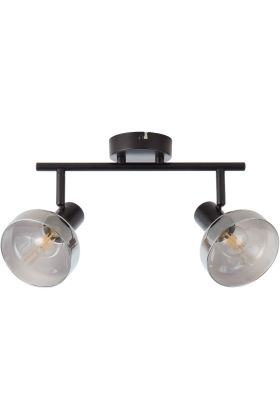 Brilliant Reflect 82713/06 zwarte dubbele plafondspot met kappen van rookglas