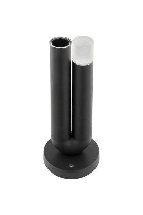 Brilliant Sayu zwarte oplaadbare tafellamp van 26,8 cm hoog in U vorm met vaas in 1 poot en een LED unit op de andere
